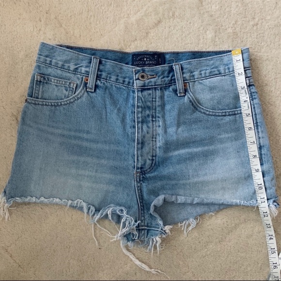 Lucky Brand A Line Vintage Short High Rise Embroidered Cutoff Denim Size 28 - Picture 5 of 11